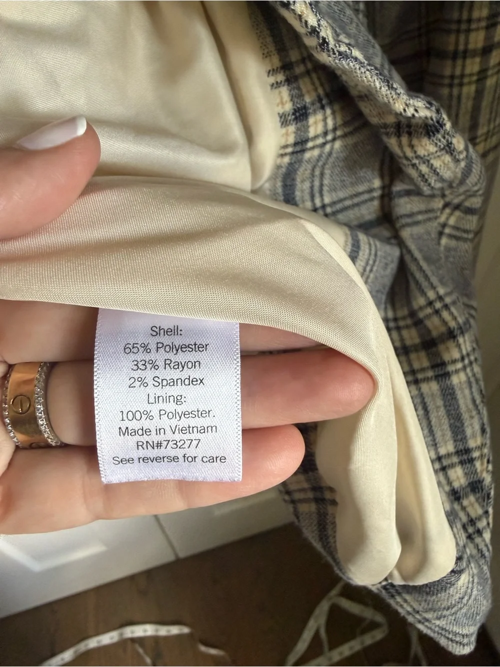 Nine West Gray Plaid Double-Breasted Blazer with silver buttons. XS, like new
